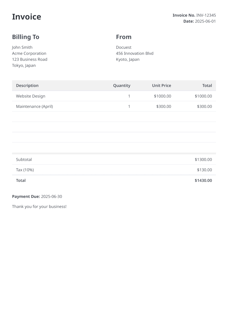 Invoice HTML Template
